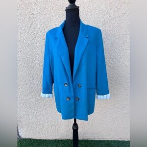 Jules & Leopold Casual Blue Linen Blend Blazer Jacket Sz XL Double Breasted NWT